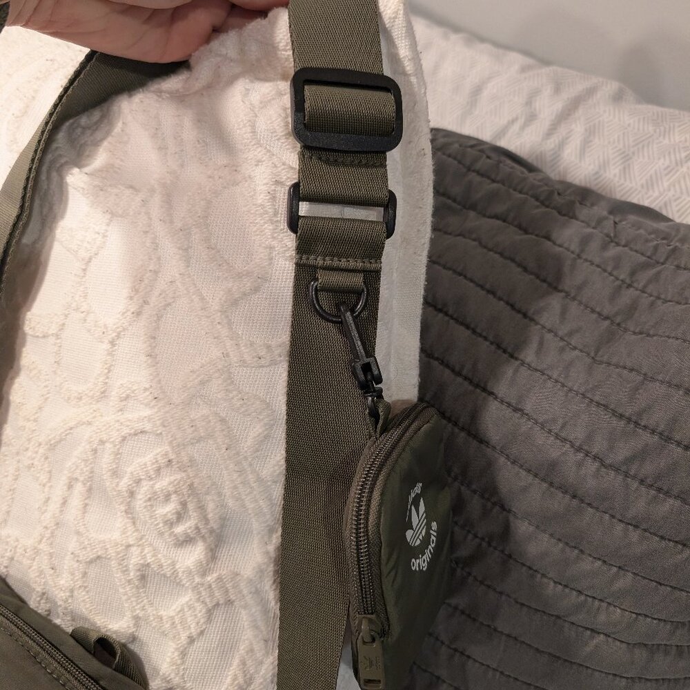 Adidas Puffer And Pouch Crossbody Bag, Olive Strata Green/Black - Picture 2 of 10